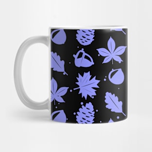 Blue Graphic Nature Pattern on Black Background Mug